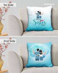 Premium Pillow Cushion For Best Brother, Sky-Blue & White - 16 Inch | Unique Thoughtful Cute Birthday Pillow Gift For Brother | Raksha Bandhan, Bhaidooj | With Filler Cushion - Design 25