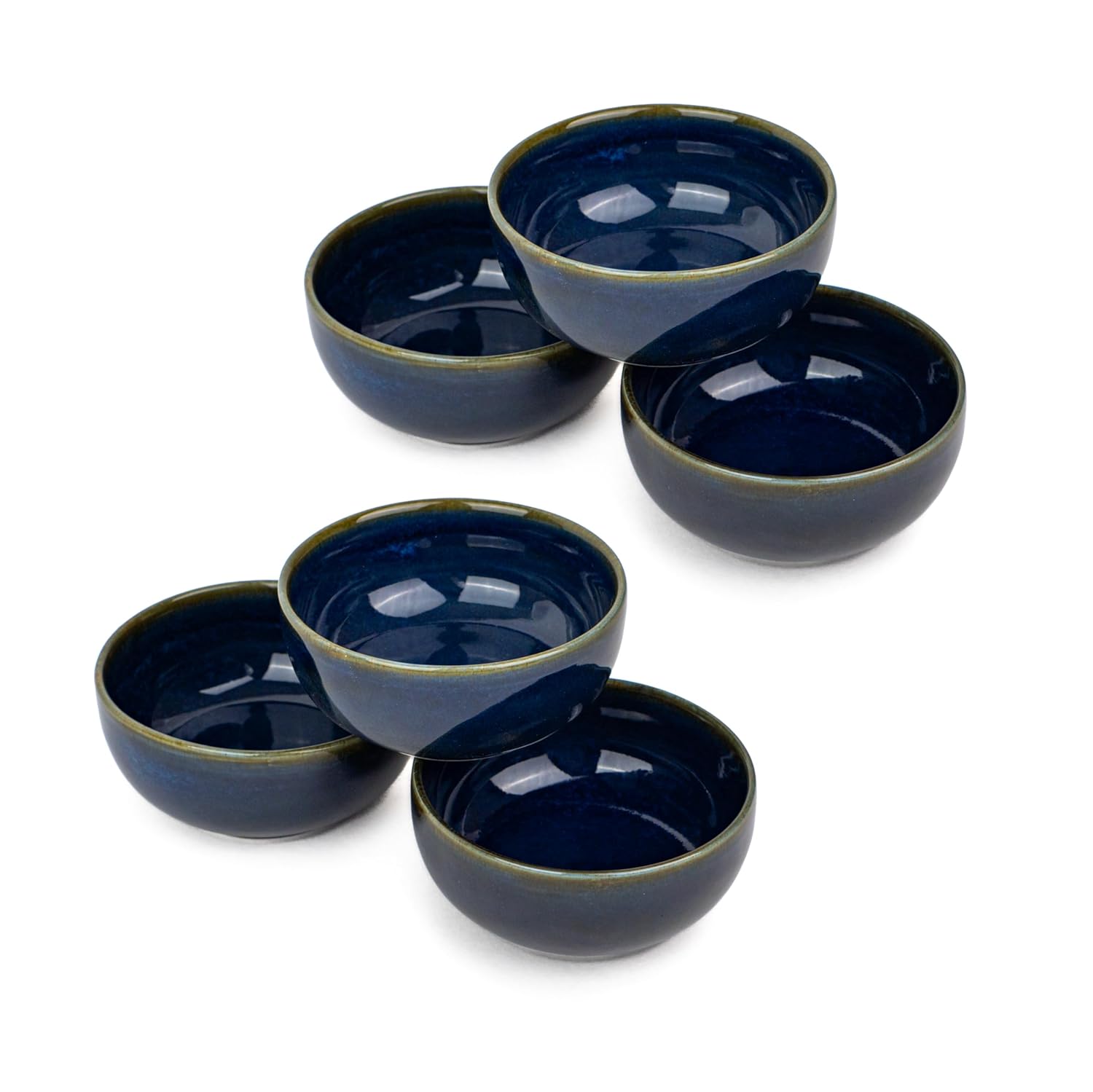 Ceramic Dinner Set Of 12 Pcs, Blue Green | Crockery Set For Dining Table - Dining Sets Crockery Items | Glossy Finish Premium Stoneware Dinner Set | 6 Dinner Plates+ 6 Veg Small Bowls, 180ml Each