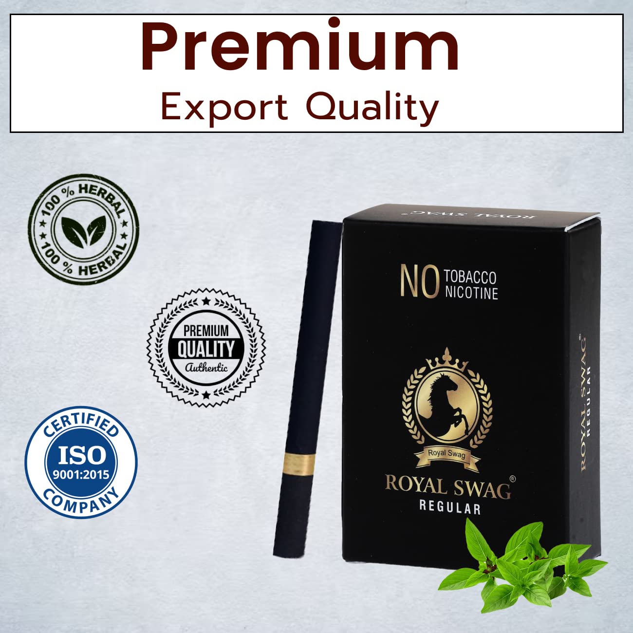 Royal Swag Ayurvedic & Herbal Smokes Cigarettes - Tobacco & Nicotine Free (Regular Flavored Pack Of 10 Smoke, Shot -1)