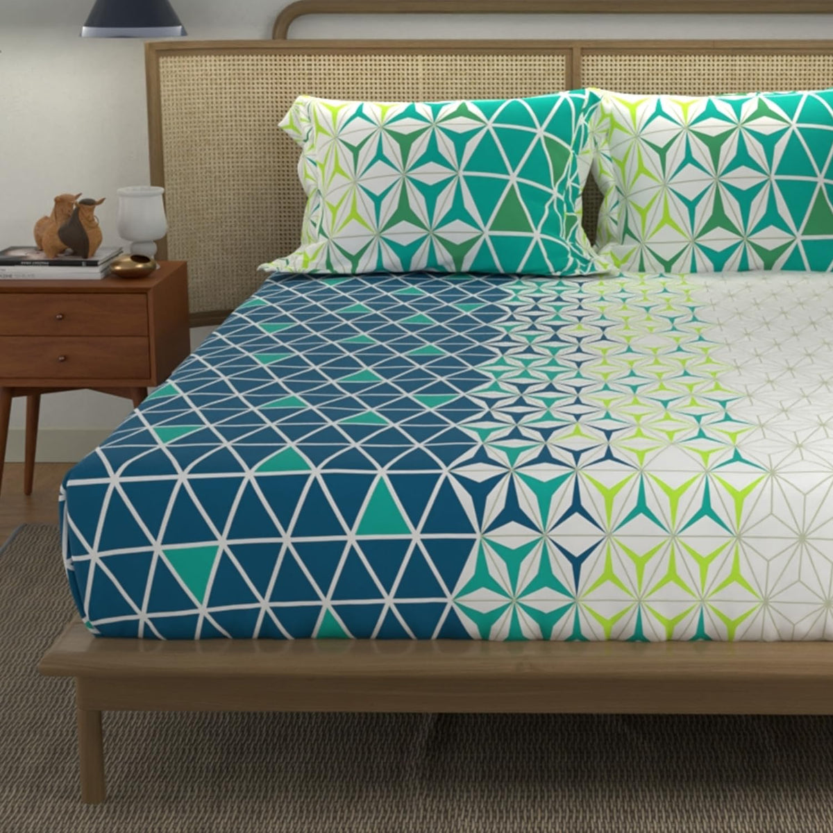 Bedsheet For Double Bed With 2 Pillow Covers - 90 X 100 Inches, Multicolor | 100% Cotton Comfort Collection | Ideal For Guest House, Hotel, Home
