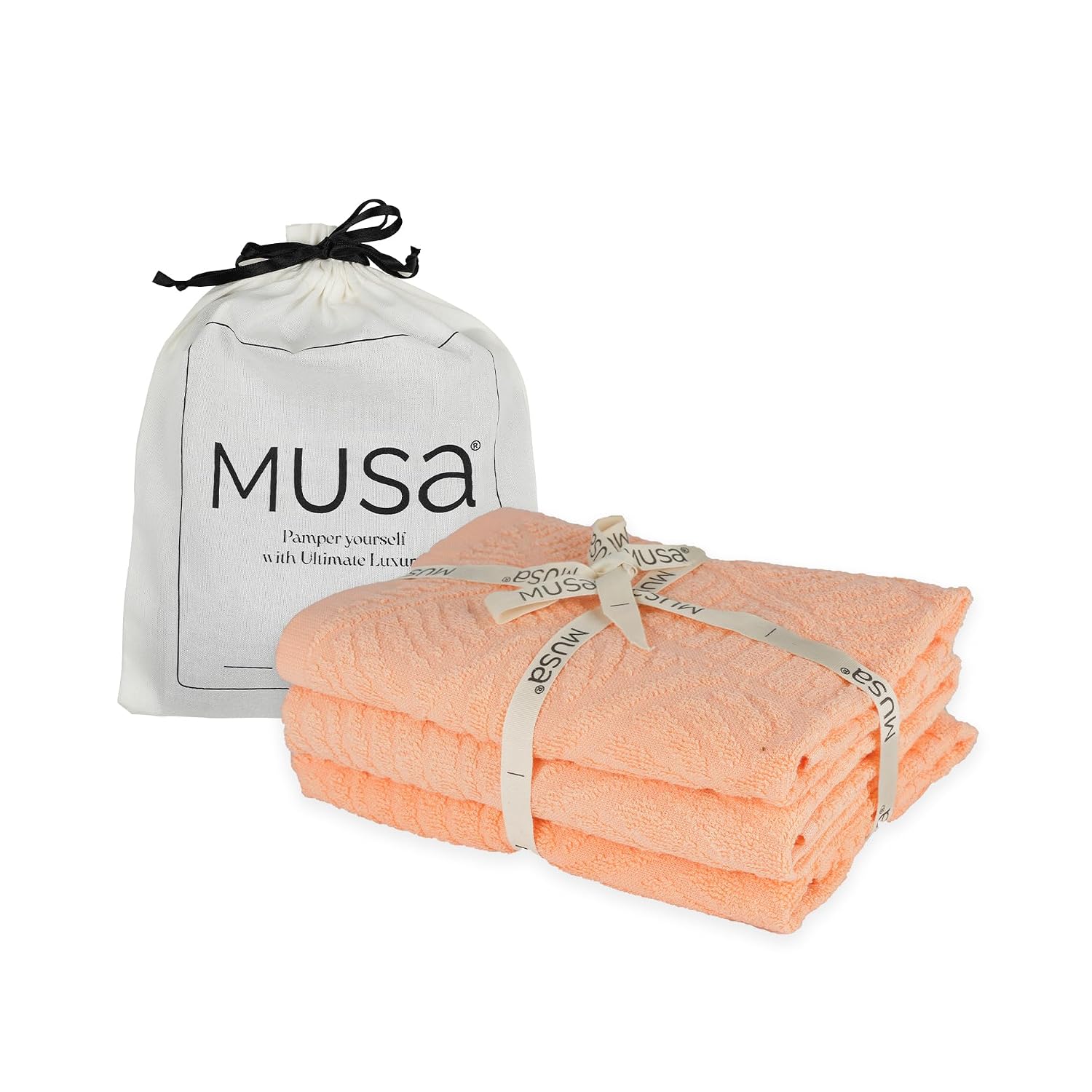 Musa Banana Hand Towels 400 Gsm | Terry Hand Towel For Wash Basin Kitchen Gym Towel For Men (Peach Fuzz) -Set Of 3