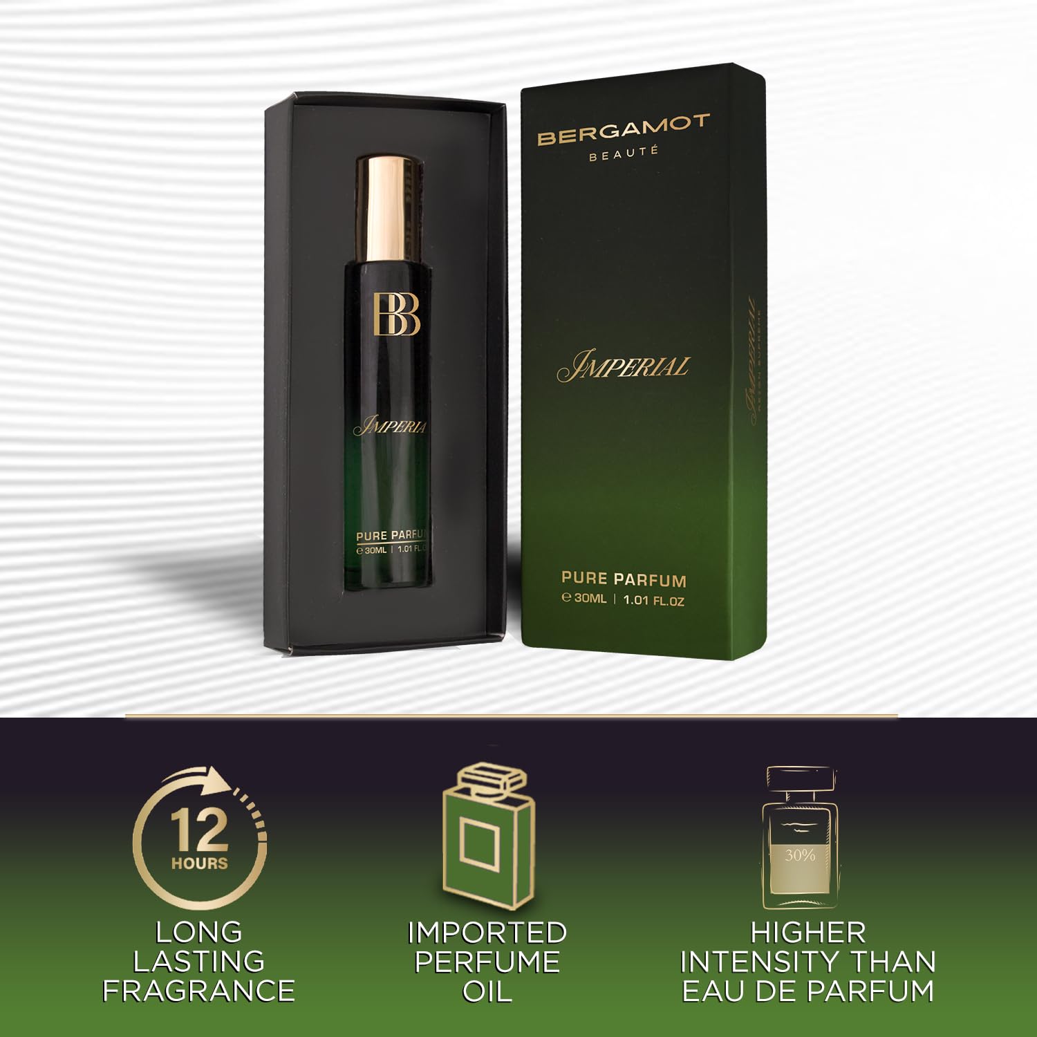 Bergamot Beaute Imperial Pure Parfum 30ml 1.0 Fl.oz. | 12+ Hrs Long Lasting Perfume For Men | Higher Concentration Than EDP