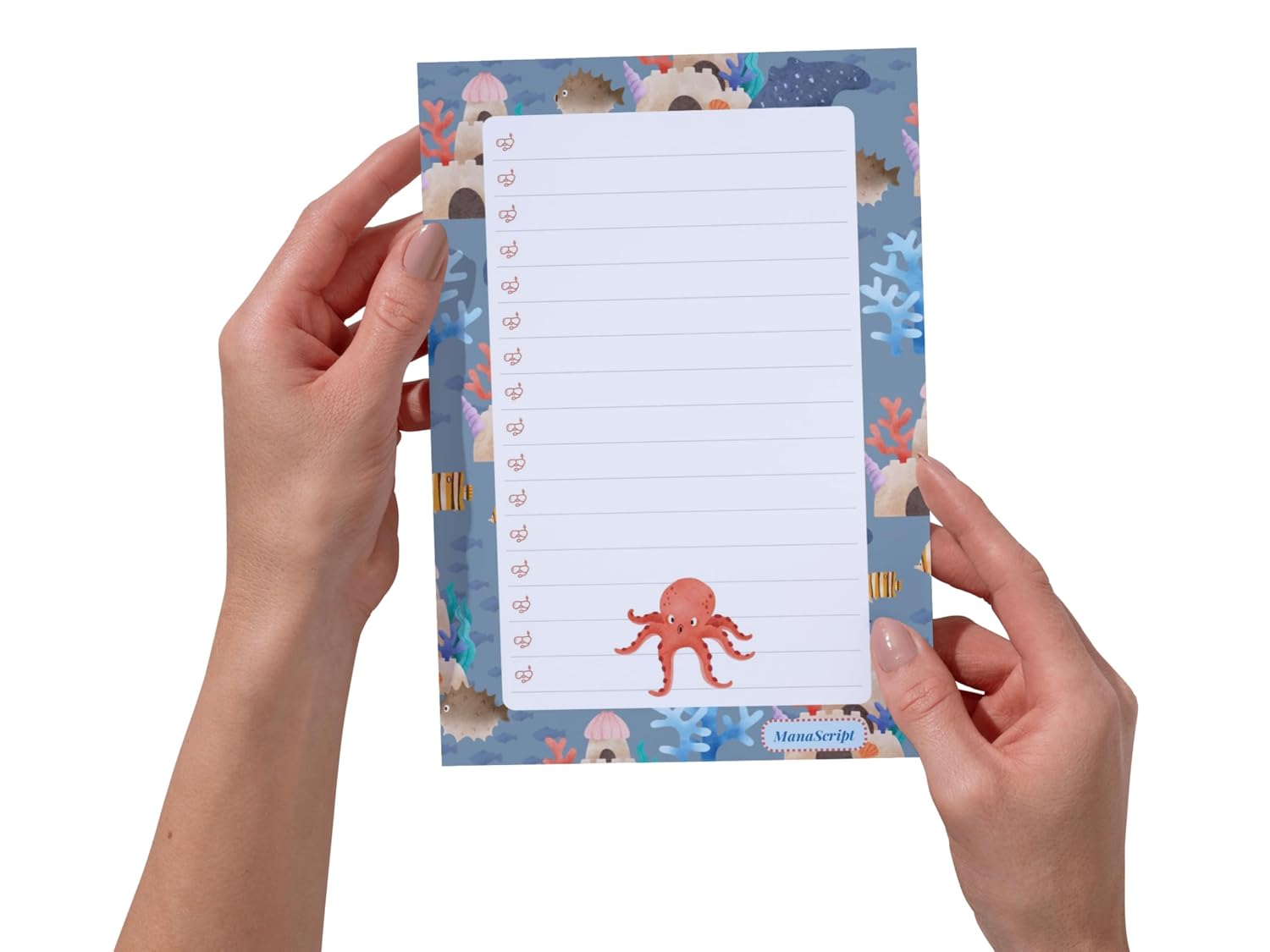 A5 Notes/To Do List Notepad, Beautiful Checklist Pad, Tear-Off Sheets (Octopus, Brown) Pack Of 1