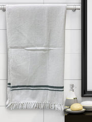Athom Living Premium Cotton Light Weight Quick-Dry High Absorbent Cotton Bath Towel 250 Gsm, Green Stripes