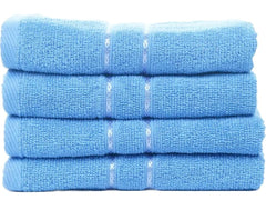 Sheevshakti Cotton Hand Towel 600 Gsm | Quick Dry Attractive Border Soft Extra Absorbency Hand Towels (Blue) - Set Of 4