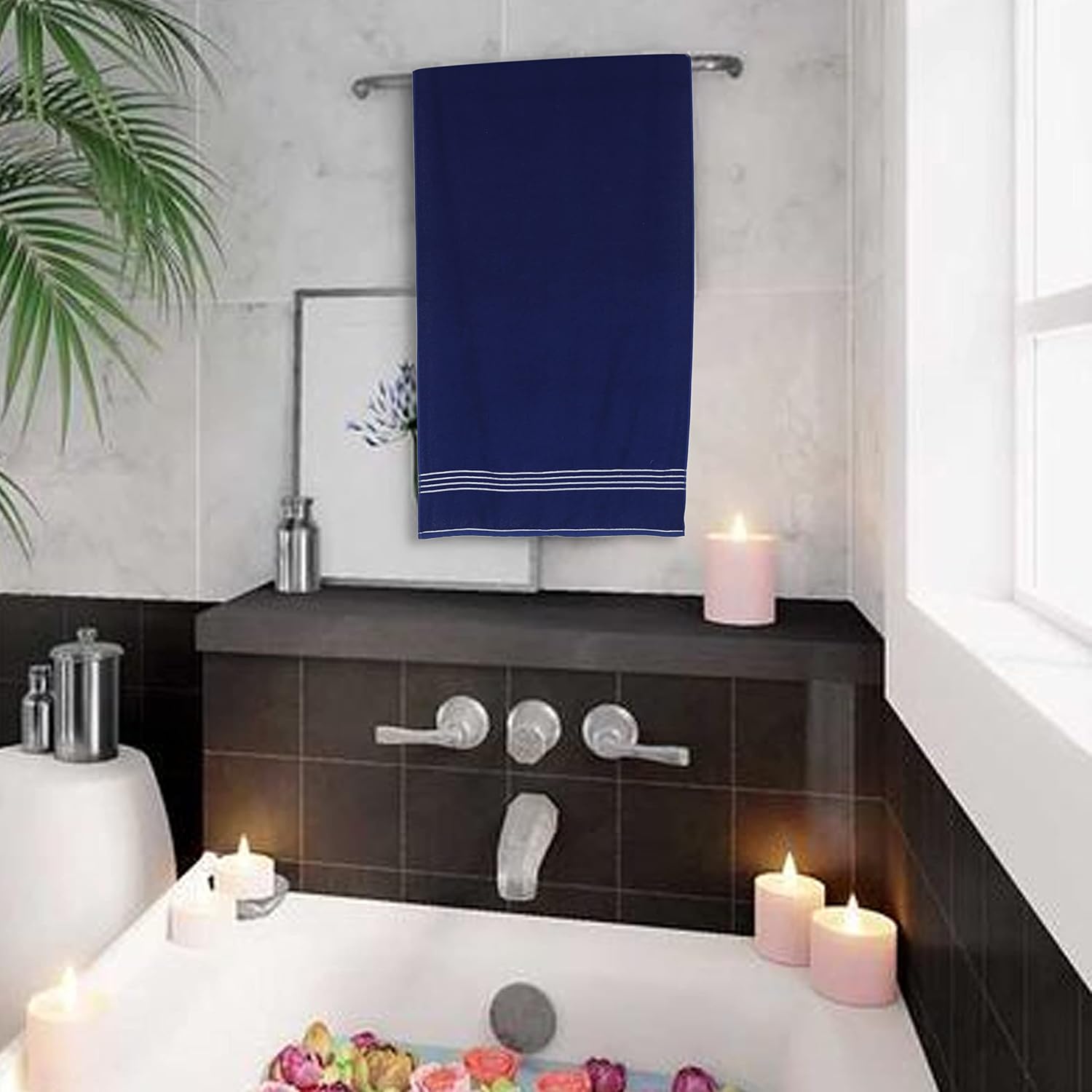 Khillayox Cotton Extra Large Size Bath Towel 450 Gsm | For Men & Women (Blue)