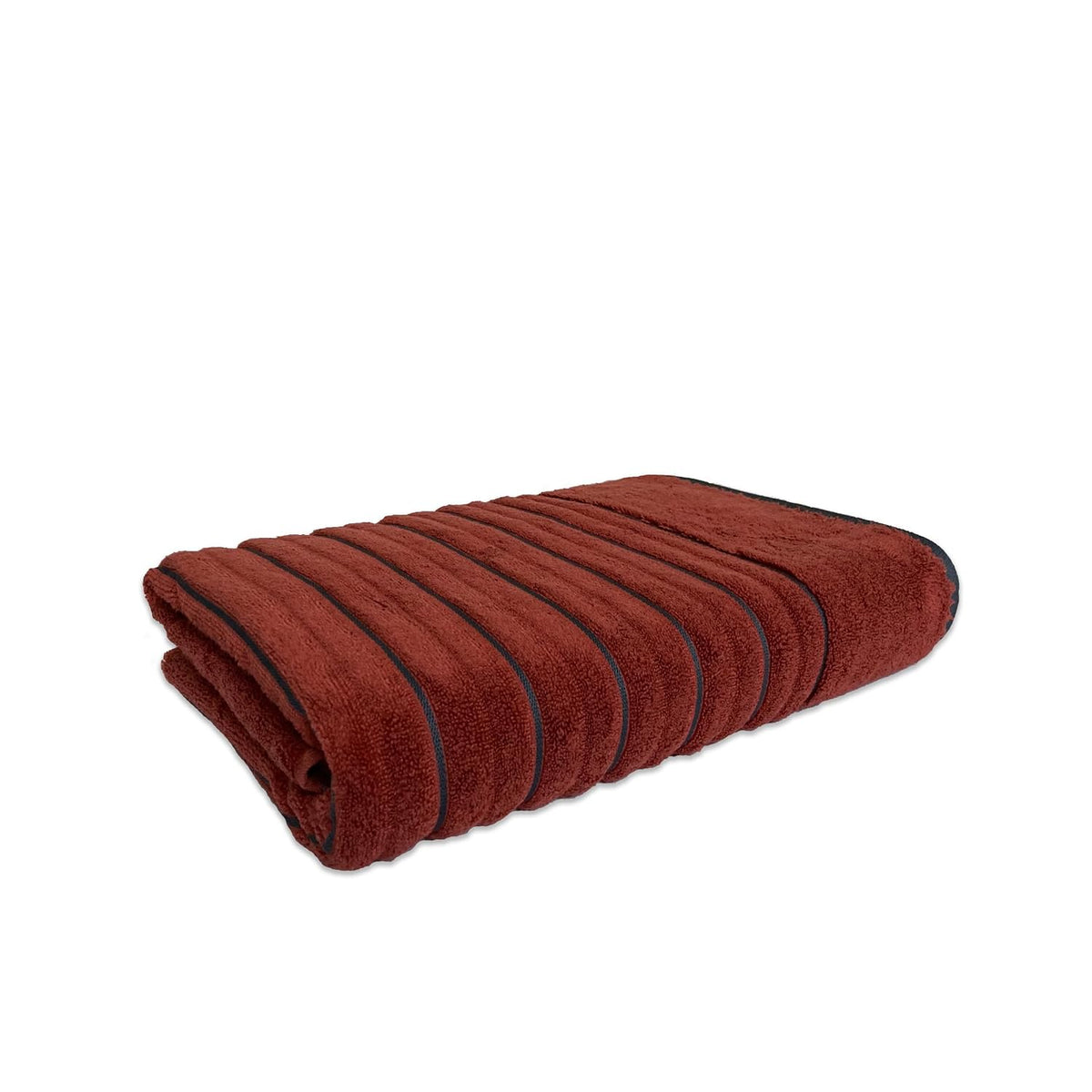 Spaces 100% Cotton Bath Towel 600 Gsm | High Loft Ribbed Texture High Absorbency Cotton Bath Towels (Burnt Orange)