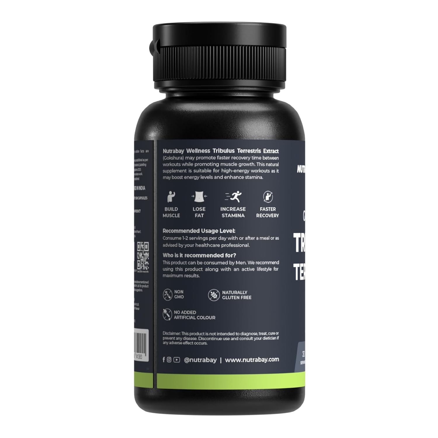 Nutrabay Wellness Tribulus Terrestries Gokshura Natural Support For Energy, Performance & Stamina & Muscle Growth 1000mg | 60 Veg Capsules 100gm 0.2lbs