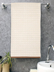 Homefresh Decorative Cotton Bath Towel 500 Gsm | Geometric Pattern Brown & White (Odyssey)