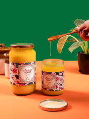 Pure A2 Desi Gir Cow Ghee By Nurture Right | Nourishing, Natural & Healthy Desi Ghee Perfect For Dishes | (1 Litr) 33.8 Ounce | Jar Pack