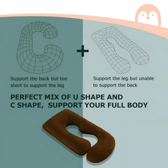 Pregnancy Pillow, Maternity Body Pillow For Sleeping, G Shaped Pillow, Brown - 55 Inch | Full Body Pillow, Pregnancy Pillow For Pregnant Women, Lightweight, Adjustable, Removable Cover