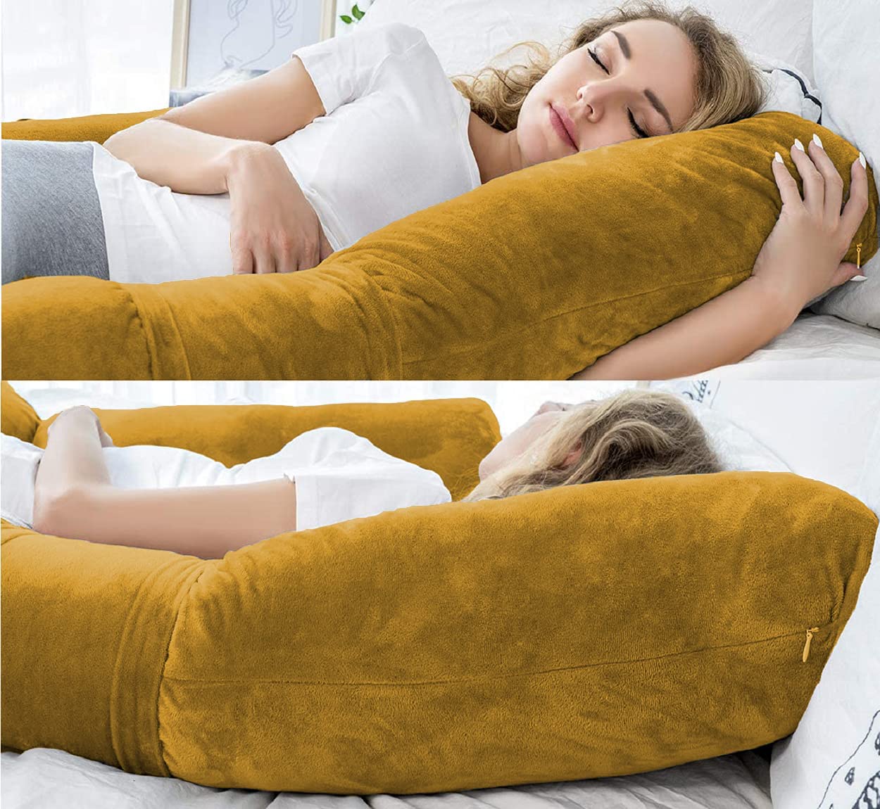 Pregnancy Pillow, Maternity Body Pillow For Sleeping, H Shaped Pillow, Brown - 55 Inch | Full Body Pillow, Pregnancy Pillow For Pregnant Women, Support Belly & Back, Washable Velvet Cover