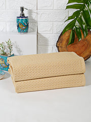 Eco Sense Basket Weave 100% Cotton Luxuriosly Bath Towels 700 Gsm | Soft, Super Absorbent, Large Size Quick Dry Bath Towel - Sandal (Pack Of 2)