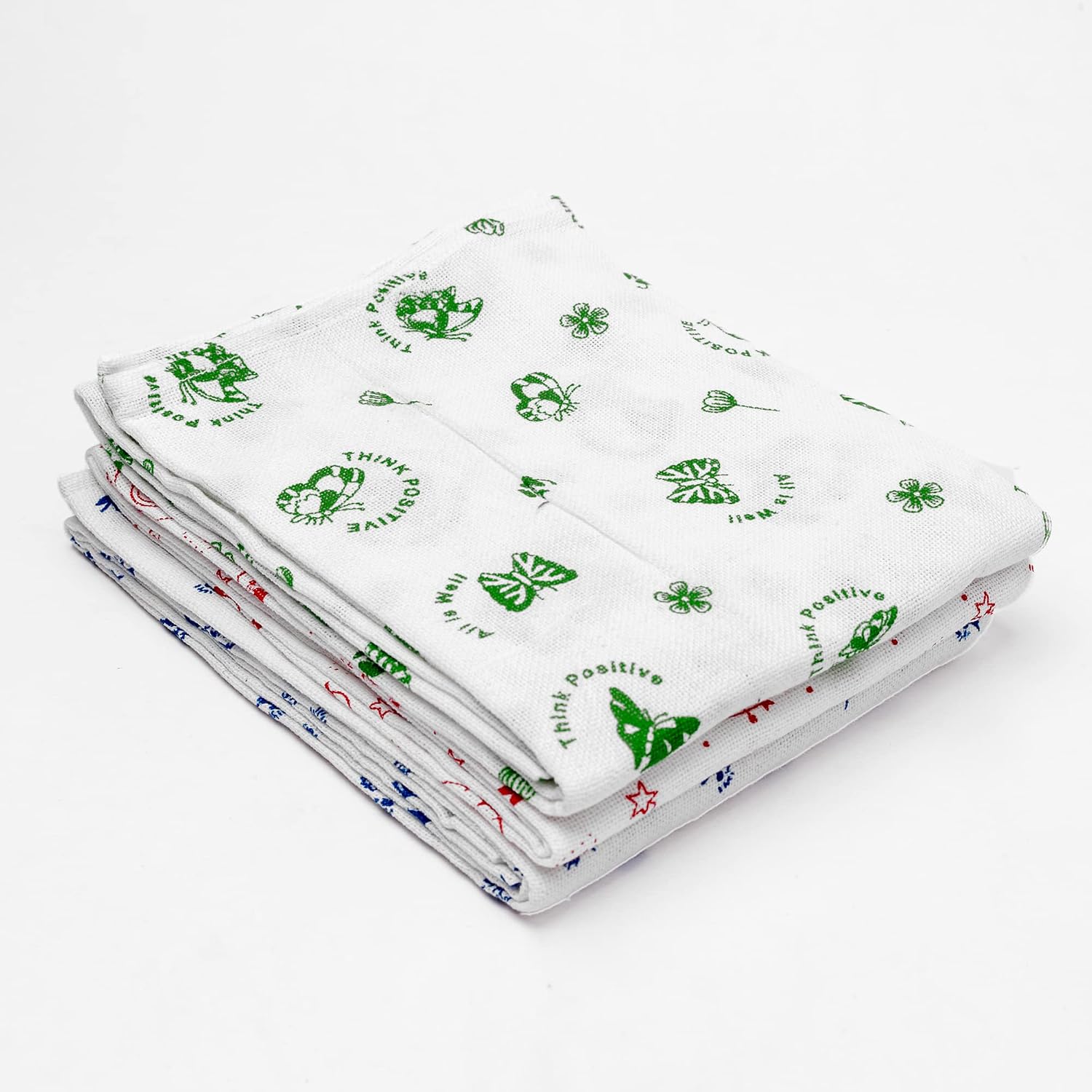 Yatta Kerala Printed Thorthu Traditional Bath Towel 500 Gsm Pure Cotton End Finished (Pack Of 3)- Multicolored