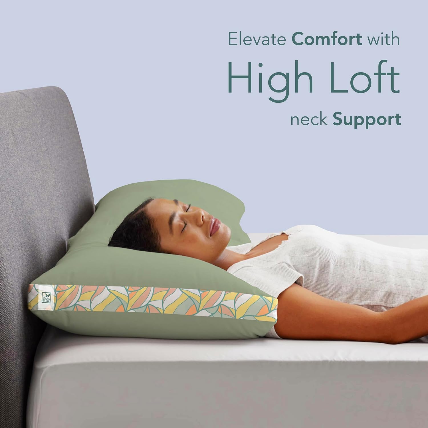 Soft Microfiber High Loft Pillow, Neck Support, Sleep Well In 43 X 69 Cm | Printed Gusset Of Extra 5 Cm Height For Soft Comfortable Sleep, Mint Slumber | Bed Pillow, Supportive - Set Of 2