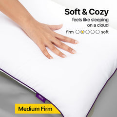 Ultimate Cozy Sleeping Pillow, Gel Microfiber Bed Pillow, White, King Size | Bed Pillow For Long Lasting Fluffiness, Breathable & Hypo - Allergenic Cushion For Bed - Pack Of 4