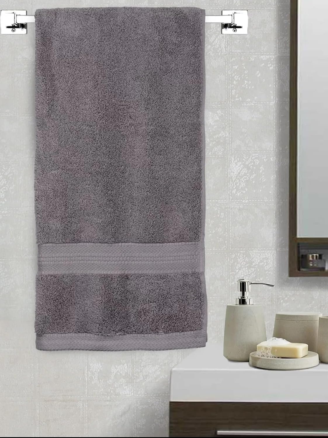 Bombay Dyeing Super Ultrx Zero Twist Plain Dyed Cotton Bath Towel 650 Gsm (Cloud Burst)