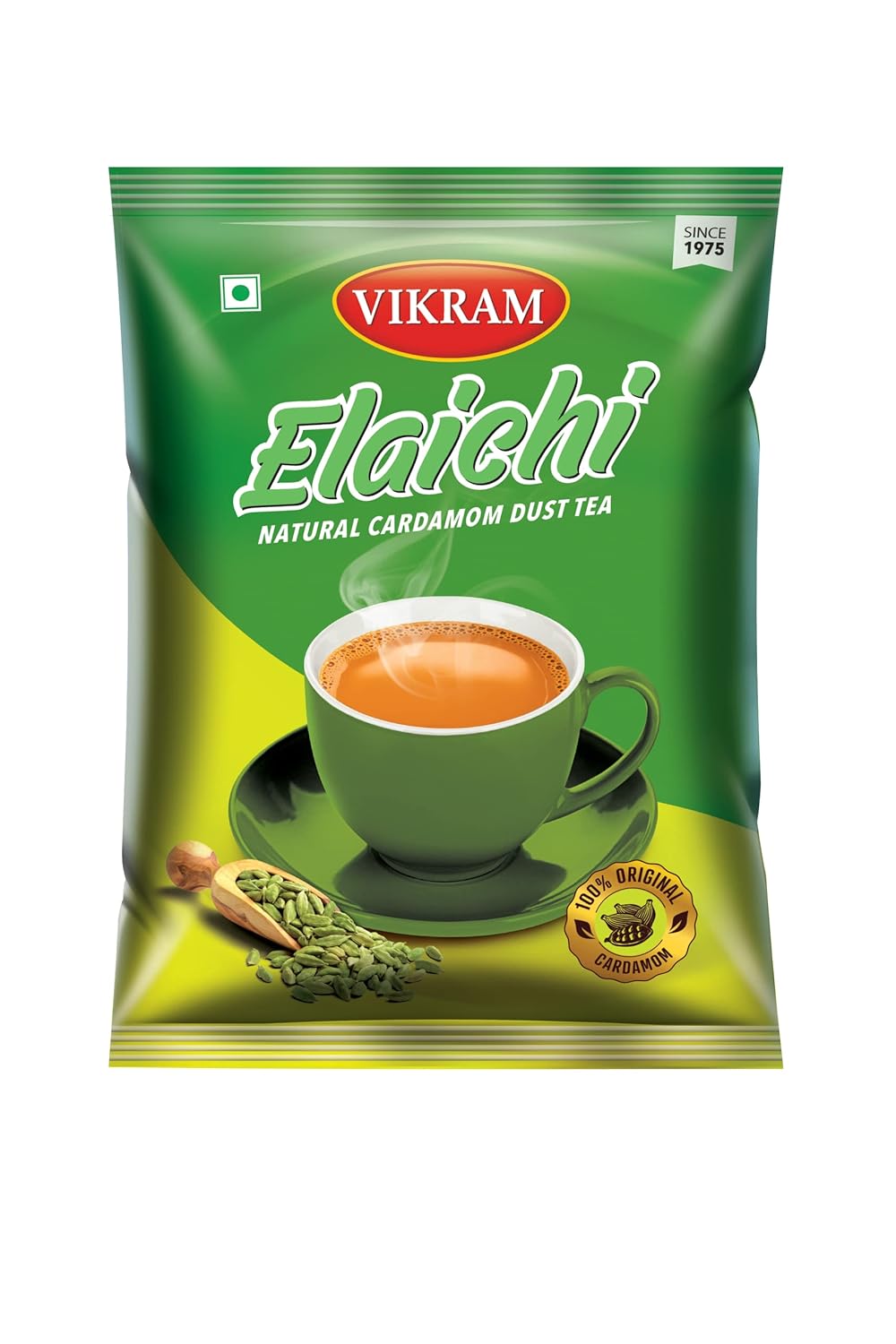 Vikram Elaichi CTC Tea Leaf - Pack Of 4 X 250gm, 8.8 Ounce Each | Enriched With 100% Natural Ground Cardamom - Refreshing & Aroma Chai Patti | No Added Essence, Caffeine Free