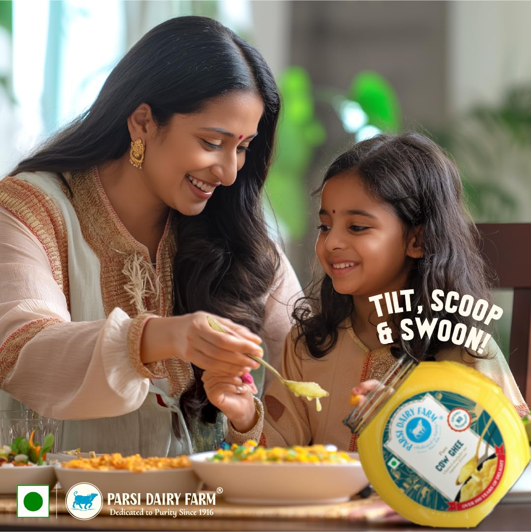 100% Natural Desi Cow Ghee By Parsi Dairy Farm'S | Pure Healthy Cow Ghee Perfect For Body Energy | (1 Litr) 33.8 Ounce | Jar Pack