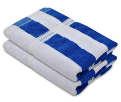 Kuber Industries Cotton Bath Towels 600 Gsm | Easily Washable Workout Gym Napkins For Men | Pocket Towel - Blue & White (Pack Of 2)