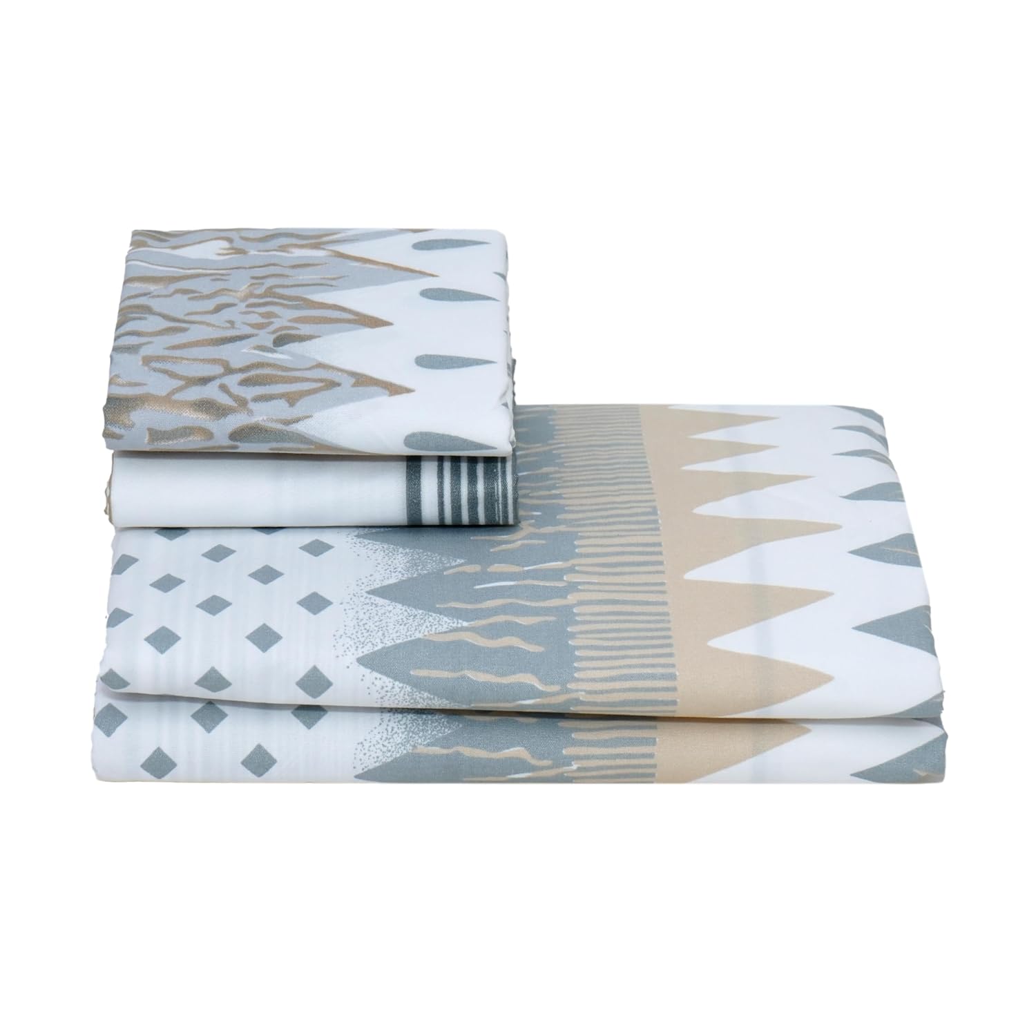 Printed Double Bedsheet With 2 Pillow Covers - 96 X 89 Inches, Grey & Cream | Ideal For Daily Use, Bedroom Decor & Gifting | Resistant All-Season Bedsheet