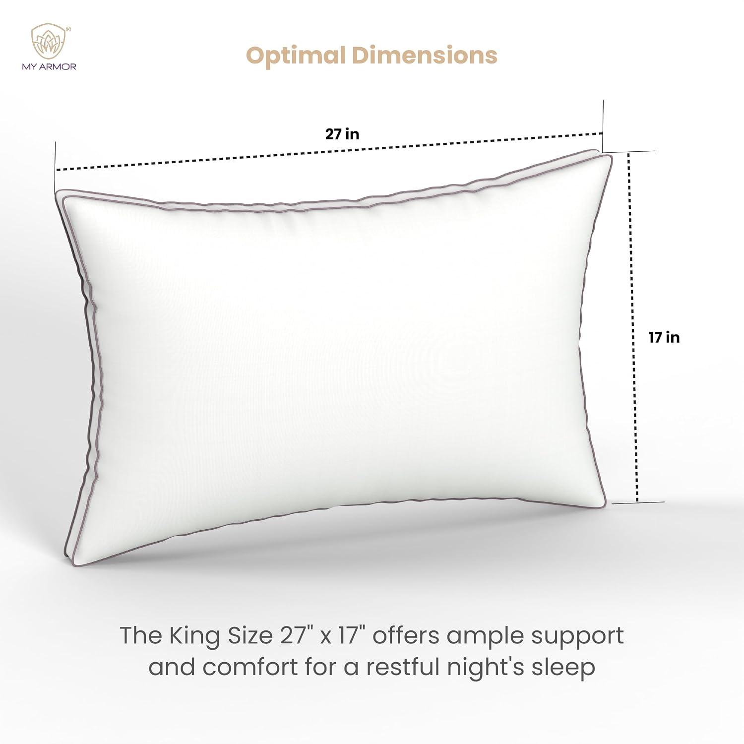 Gusseted Hotel Pillows For Sleeping, Neck Support Pillows, White | Down Alternative, Hypoallergenic, Bed Pillows | For Side & Back Stomach Sleepers, Soft & Supportive - Pack Of 2