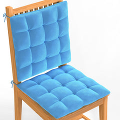 Square Chair Pads Cushion, For Comfortable Sitting, Sky Blue Color - 40 X 40 Cm | Seat Cushions With Ties For Sitting, Pooja, Dining & Office Table | Furniture Cushion, Washable - Pack Of 2