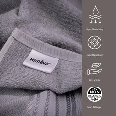 Himeya 100% Cotton Bath Towels 1500 Gsm | Soft & Absorbent Large Size Bath Towel - Grey (Pack Of 3)