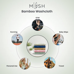 Mush 100% Bamboo Face Towel 500 Gsm | Ultra Soft, Absorbent, & Quick Dry Towels For Facewash, Gym, Travel | Suitable For Sensitive/Acne Prone Skin | Pack Of 3