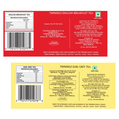 Twinings Black Tea Super Saver Combo Pack - English Breakfast Tea + Earl Grey Tea | Pack Of 2 X 25 Enveloped Tea Bags, 100gm, 3.5 Ounce