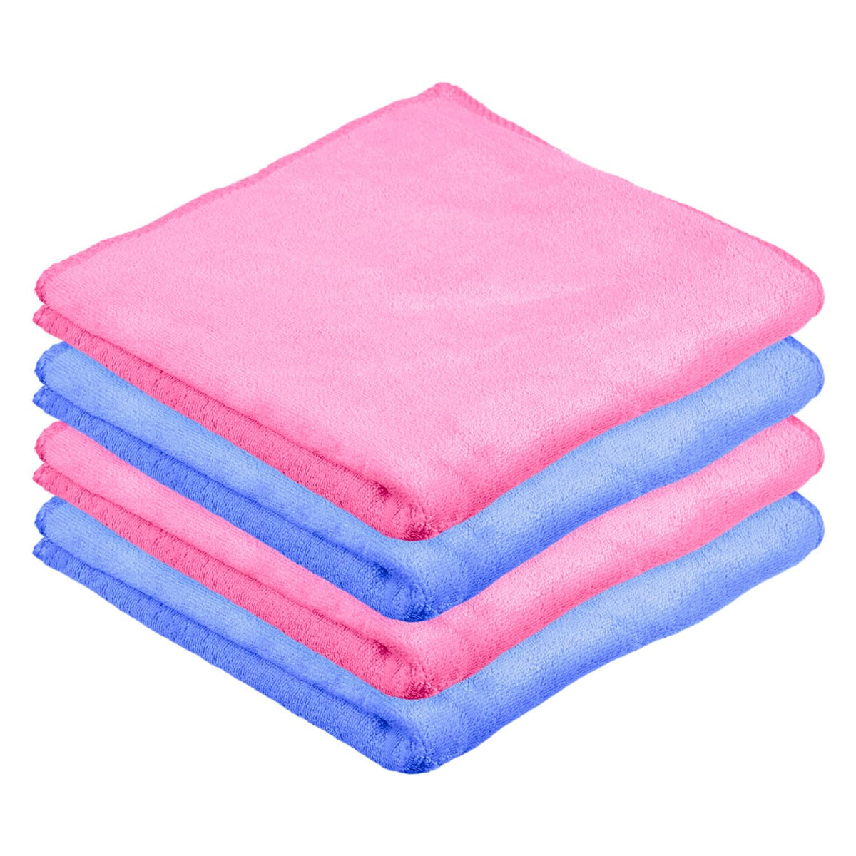Kuber Industries Cleaning Towel 750 Gsm | Reusable Cleaning Cloths For Kitchen, Duster & Home Cleaning Towel Hanging Loop - Pack Of 4 (Pink & Blue)