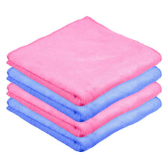 Kuber Industries Cleaning Towel 750 Gsm | Reusable Cleaning Cloths For Kitchen, Duster & Home Cleaning Towel Hanging Loop - Pack Of 4 (Pink & Blue)