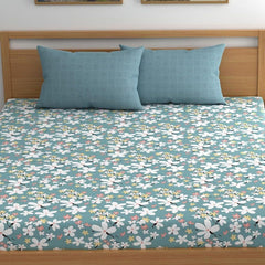 Super King Size Bedsheet For Double Bed With 2 Pillow Cover - 108 X 108 Inches, Sky Blue | Handcrafted Using Traditional Techniques | Perfect For Gifting Anniversaries, Birthdays