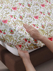 100% Cotton King Size For Double Bedsheet With 2 Pillow Covers - 72 X 78 Inches, Green & White | Durable & Long Lasting Fabric, Easy Hand & Machine Wash