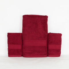 Rangoli 100% Cotton Fibre 1 Bath & 2 Hand Towel 900 Gsm | Highly Durable & Super Absorbent Towel | Skin-Friendly & Quick Drying Luxury Towels (Maroon) - Pack Of 3