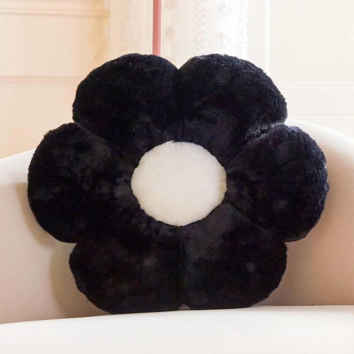 Sunflower Shaped Pillow 6 Kali, Cute Preppy Decorative Throw Pillow, Black - 50 Cm | Floor Cushion With Fiber Filling For Aesthetic Decoration | Soft & Plush Pillow, Versatile Use
