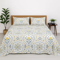 Printed Bedsheet For Queen Bed With 2 Matching Pillow Covers - 90 X 100 Inches, Multicolor | Soft, Wrinkle-Free, Soft Touch & Skin Friendly