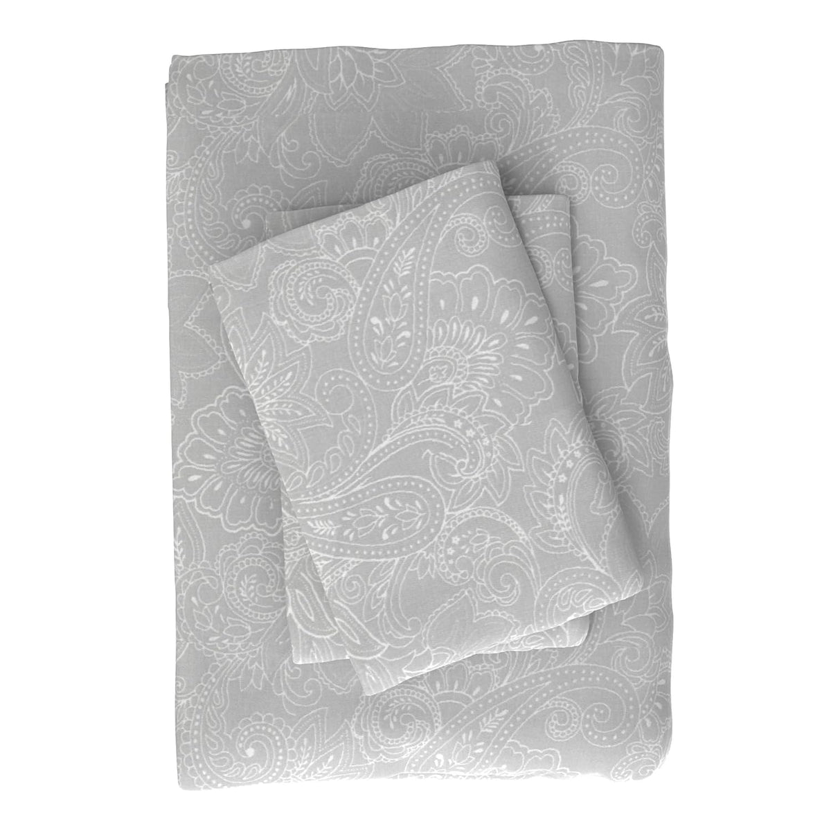 210 TC Cotton Bedsheet For King Size With 2 Pillow Covers - 108 X 108 Inches, Grey & White | Soft & Comfortable Sleep Experience