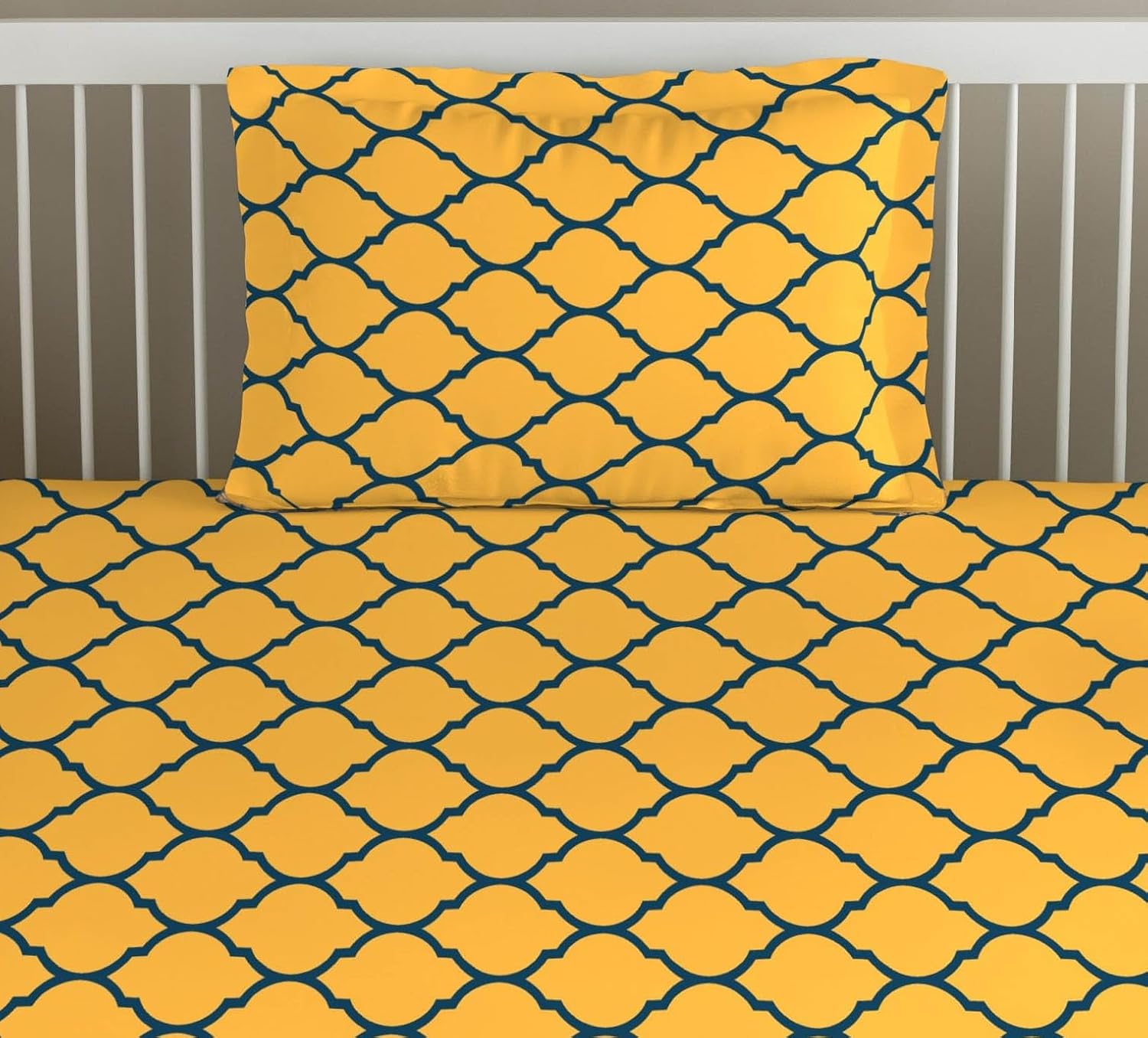 Cotton Printed Single Flat Bedsheet With 1 Pillow Cover - 60 X 100 Inches, Mustard | Breathable & Skin Friendly Bedsheet | Ideal For Year Round Use