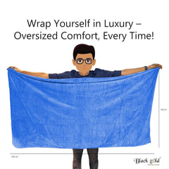 Black Gold The Finer Touch Oversized Microfiber Bath Towel 1600 Gsm | Soft Quick-Dry Microfiber Towel For Men & Women | Lightweight, Absorbent & Travel-Friendly (Royal Blue) - Pack Of 2