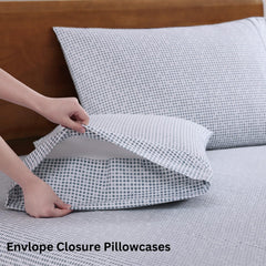 Breathable Cotton Flat Bedsheets With Pillow Cover - 60 X 90 Inches, White & Grey | Looking For Everyday Bedding | Softness Every Night | 144 Thread Count