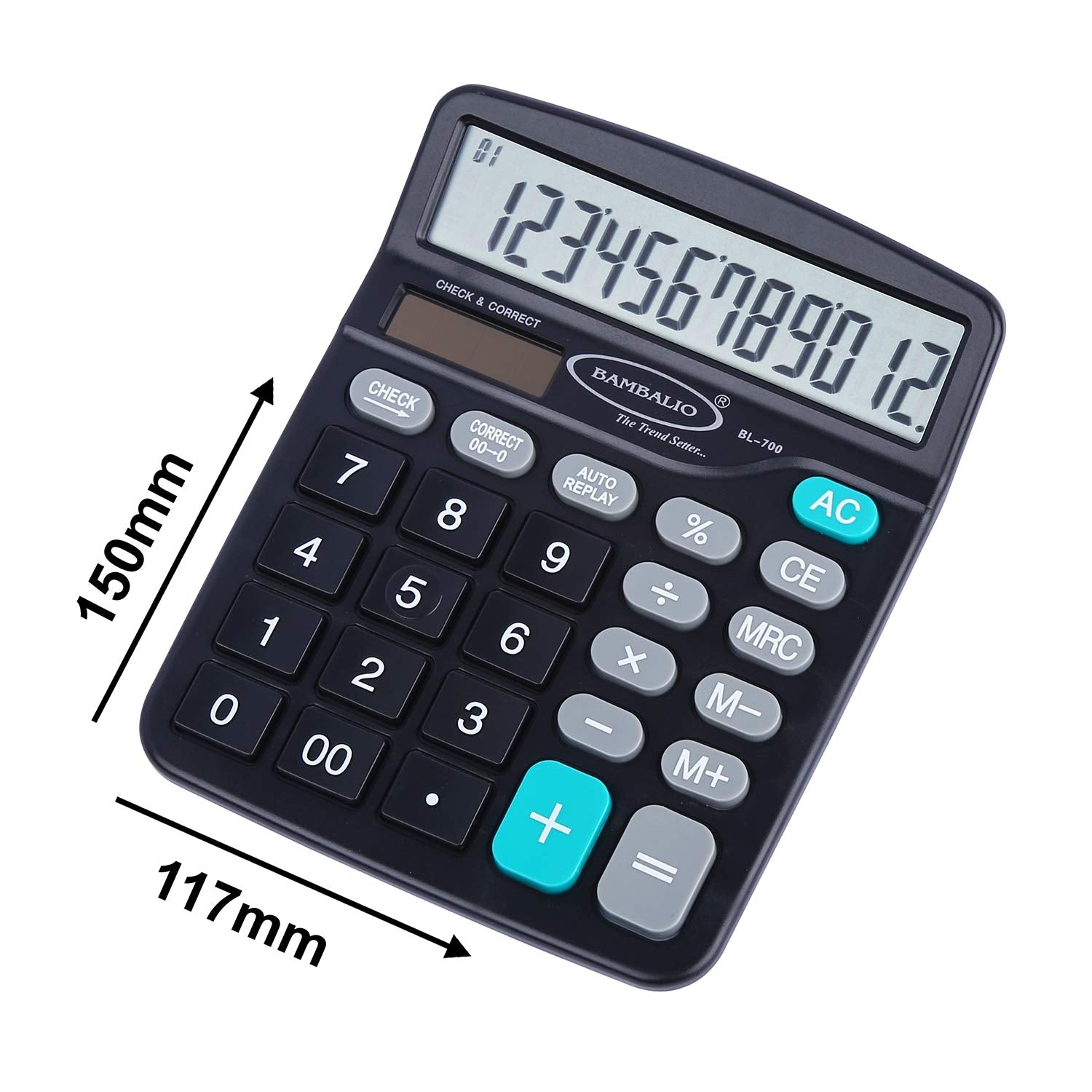 Bambalio BL-700 Electronic Calculator, 3 Years Warranty | 12 Digits Display - 112 Steps Check & Correct