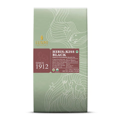 Luxmi Estates Hibis-Kiss Black Tea - 50gm, 1.7 Ounce, 25 Tea Bags | USDA Certified Organic Hibiscus Strawberry Black Tea - High Caffeine Black Tea | Additives Free Loose Leaves, Rich In Antioxidants