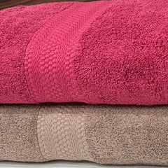 Stamio Cotton Bath Towel 1200 Gsm | Two Ply Combed, Extra Soft & Absorbent Large Full Size Towels For Bathing, Home, Sports, Salon, Hotel Use (Brown & Maroon Red) - 2 Pcs