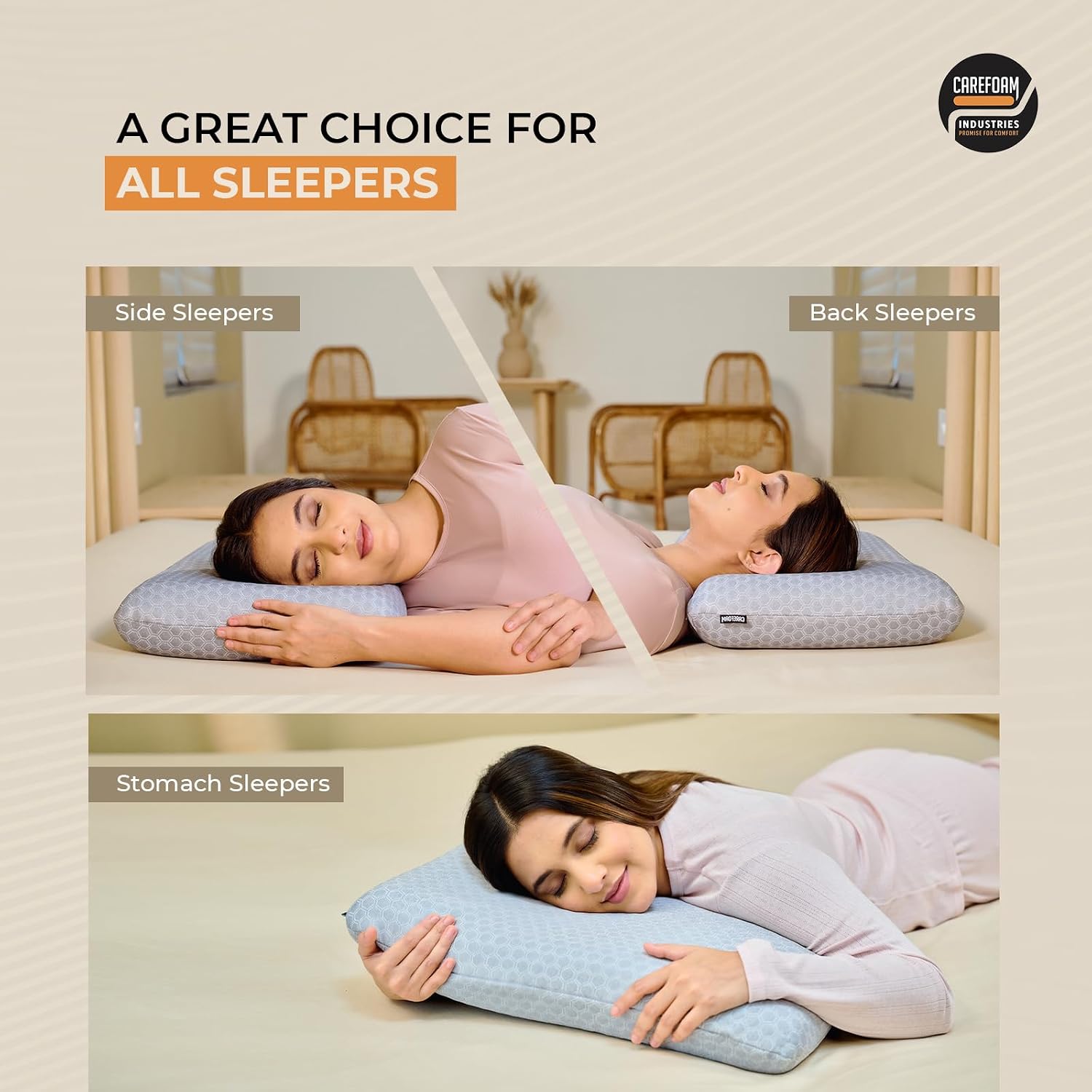 Orthopedic Memory Foam Pillow For Comfortable Sleep, Grey - 20 X 13 X 4 Inch | For Neck & Shoulder Pain Relief With Removable Zipper Grey Jacquard Cover | Back, Stomach Sleepers - Pack Of 1