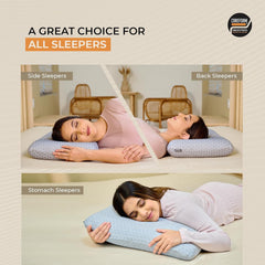 Orthopedic Memory Foam Pillow For Comfortable Sleep, Grey - 20 X 13 X 4 Inch | For Neck & Shoulder Pain Relief With Removable Zipper Grey Jacquard Cover | Back, Stomach Sleepers - Pack Of 1