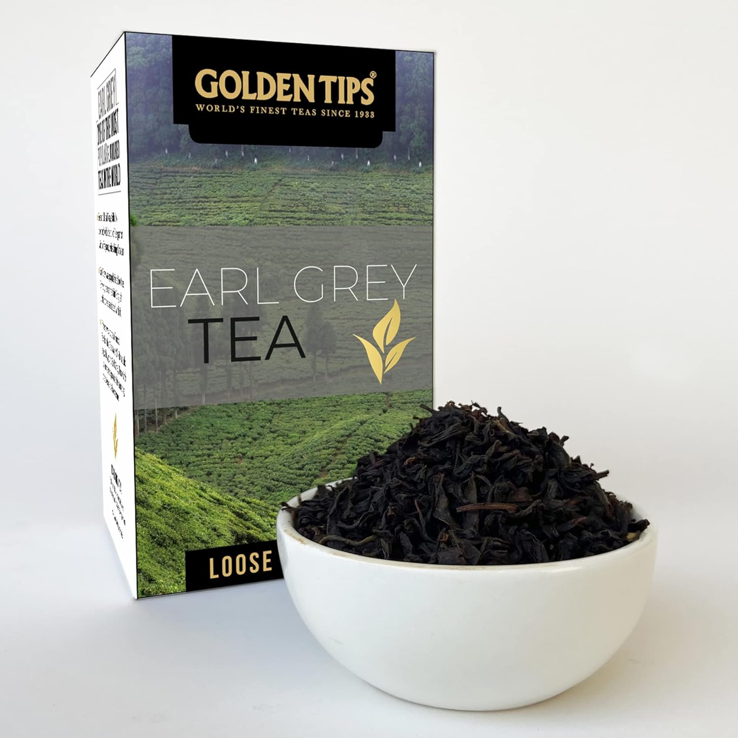 Golden Tips Earl Grey Black Tea - 100gm Paper Box, 3.5 Ounce, 50 Cups | Blended With Pure Oil Of Bergamot - Brew Hot Or Iced Tea | Low Caffeine Loose Leaf Tea