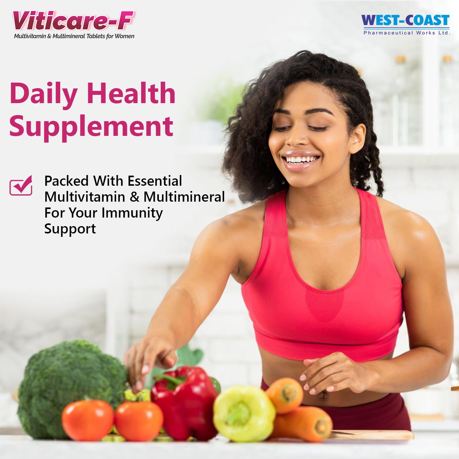 West - Coast Viticare F Multivitamin, Multimineral & Antioxidants Tablets, Over 24+ Key Nutrients For Daily Nutritional Requirement With Grape Seed Extract | 30 Tablets , 50gm 0.1lbs