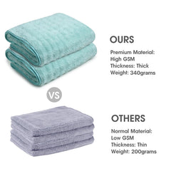 Enrich Homes Microfiber Bath Towels 900 Gsm | Large Size Super Soft Towel For Women & Men (Light Green)- 2 Pcs