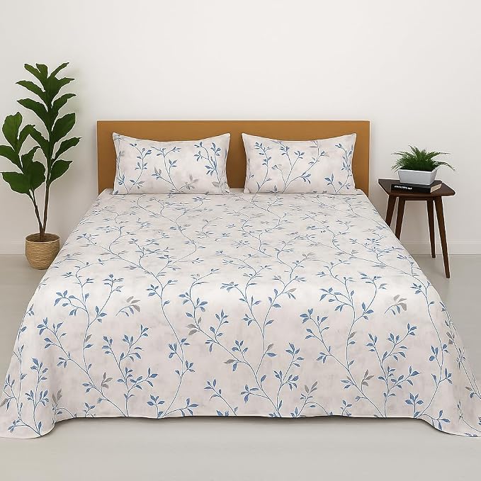 Double Bed Bedsheet Set Includes 2 Pillow Covers Soft & Breathable Microfiber Fabric - 90 X 100 Inch, Grey | Wrinkle-Free & Skin-Friendly Ideal For Daily Use & Gifting